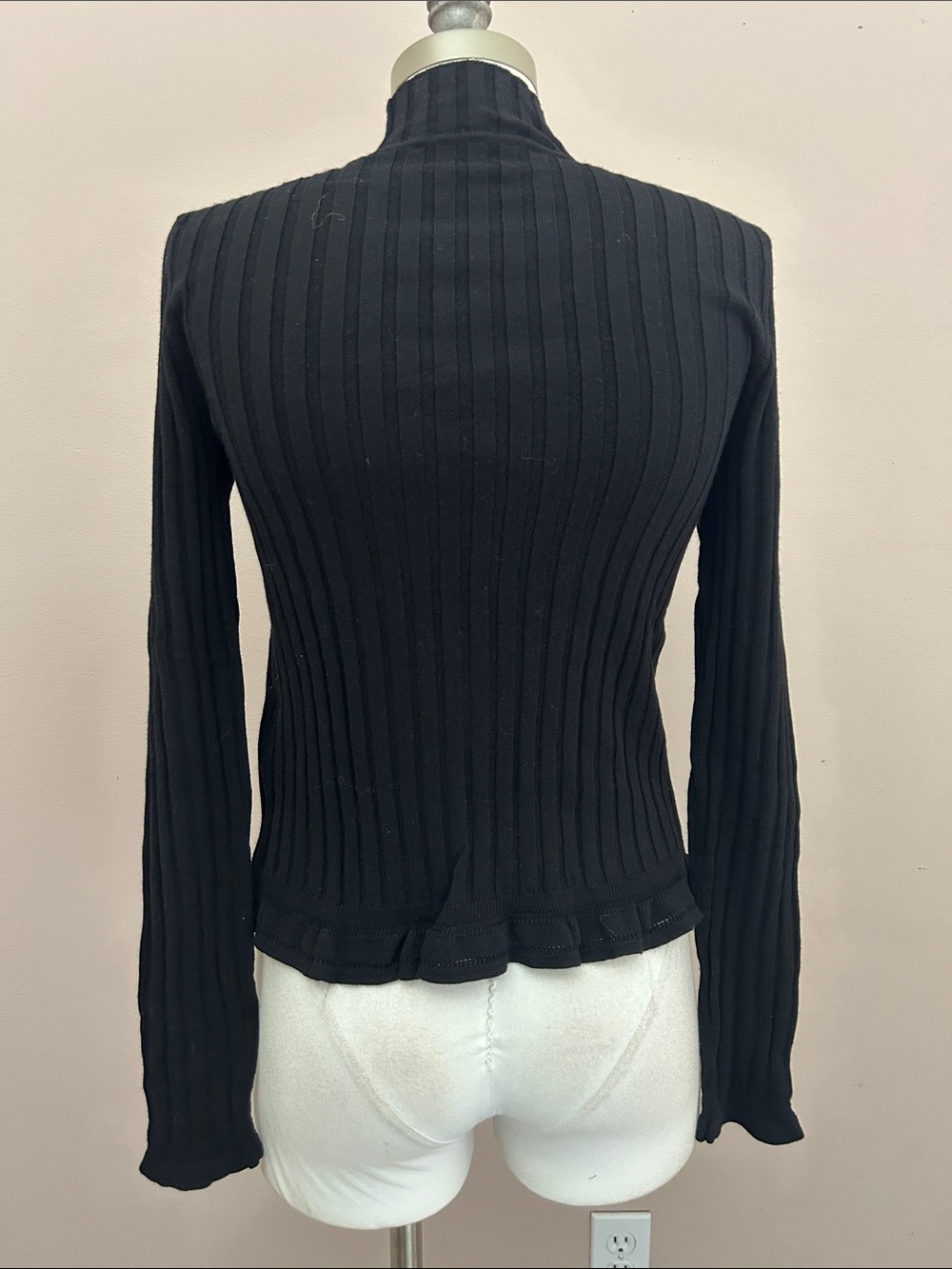 ba&sh Black Ribbed Mock-Neck Long Sleeve Top - Picture 4 of 10